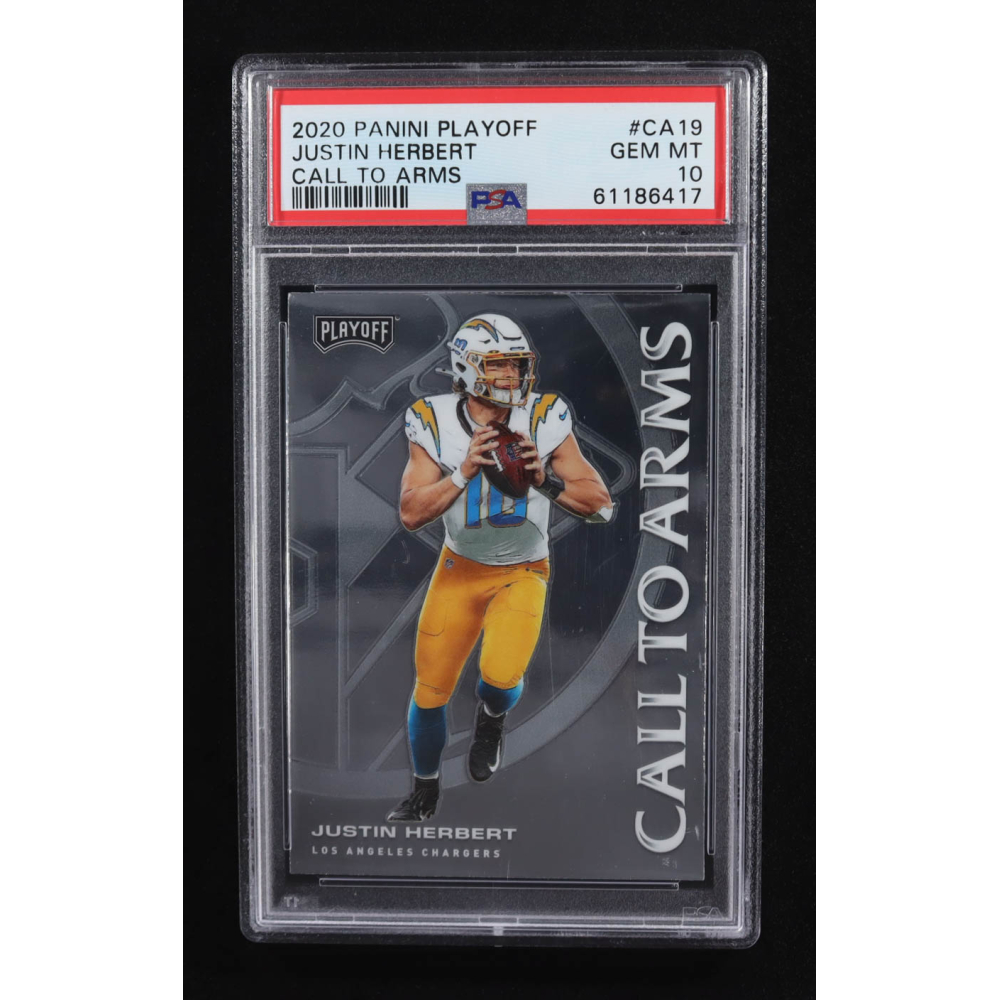 Justin Herbert 2020 Panini Playoff Call to Arms #CA19 RC (PSA 10) at PristineAuction.com