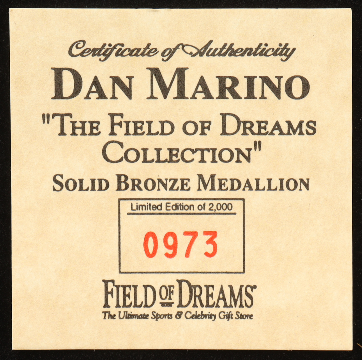 Dan Marino LE The Highland Mint Career Retirement Solid Bronze Coin With Display Case at PristineAuction.com Dan Marino LE The Highland Mint Career Retirement Solid Bronze Coin With Display Case at PristineAuction.com