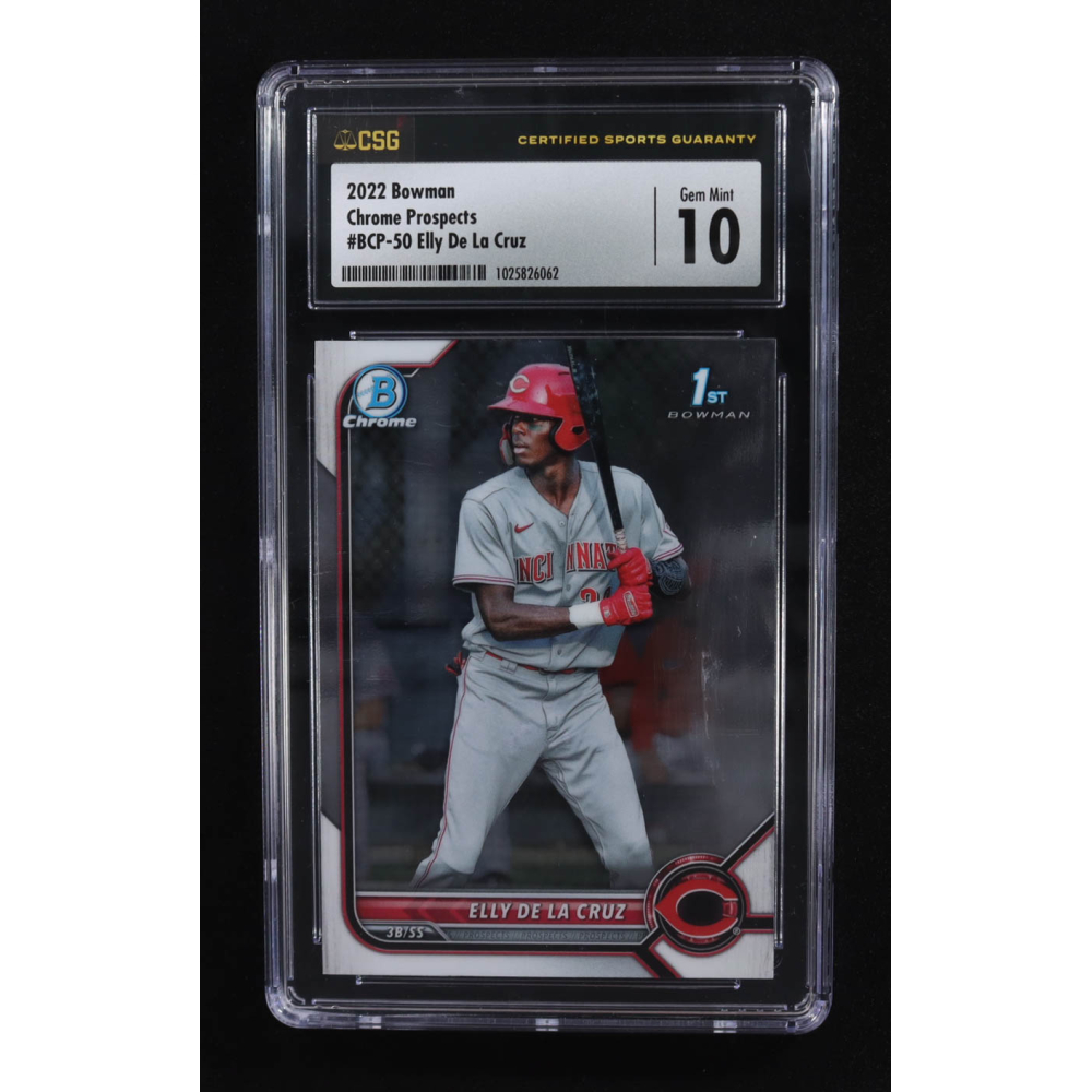 Elly De La Cruz 2022 Bowman Chrome Prospects #BCP50 RC (CSG 10) at PristineAuction.com
