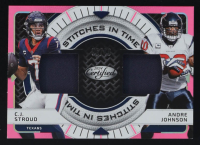 CJ Stroud / Andre Johnson 2024 Certified Stitches in Time Dual Mirror Pink Etch #19 #06/49 at PristineAuction.com