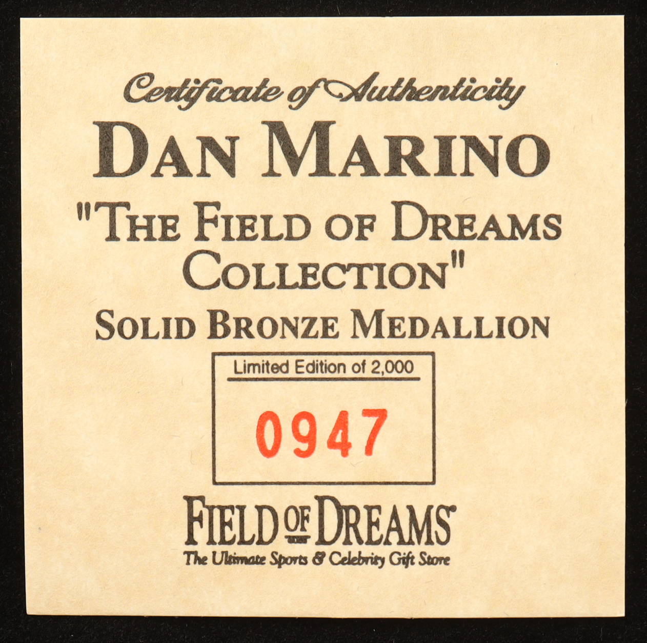Dan Marino LE The Highland Mint Career Retirement Solid Bronze Coin With Display Case at PristineAuction.com Dan Marino LE The Highland Mint Career Retirement Solid Bronze Coin With Display Case at PristineAuction.com