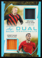 Erling Haaland/Cristiano Ronaldo 2022 Leaf Ultimate Dual Memorabilia Platinum Spectrum #UDM-4 #12/20 at PristineAuction.com