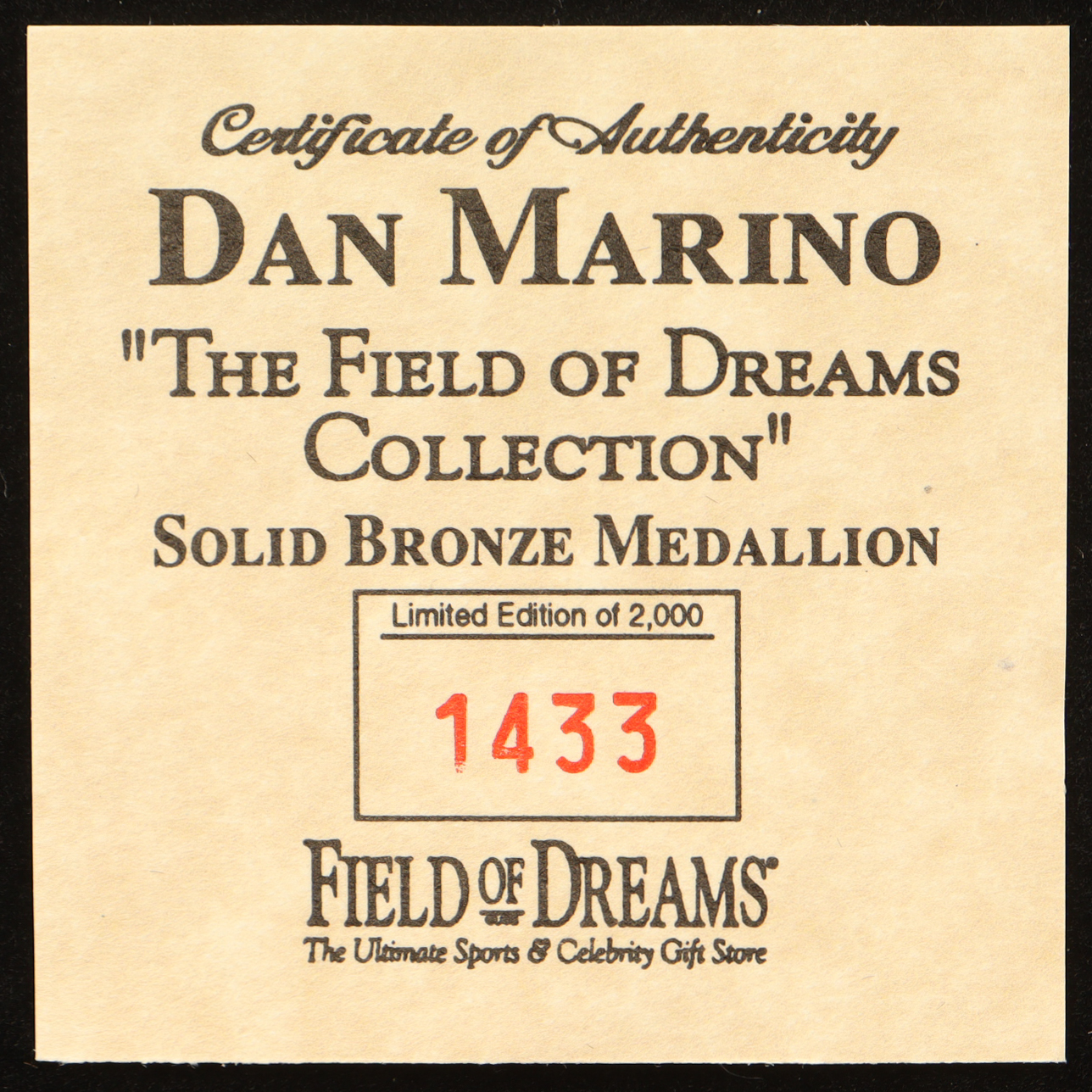 Dan Marino LE The Highland Mint Career Retirement Solid Bronze Coin With Display Case at PristineAuction.com Dan Marino LE The Highland Mint Career Retirement Solid Bronze Coin With Display Case at PristineAuction.com