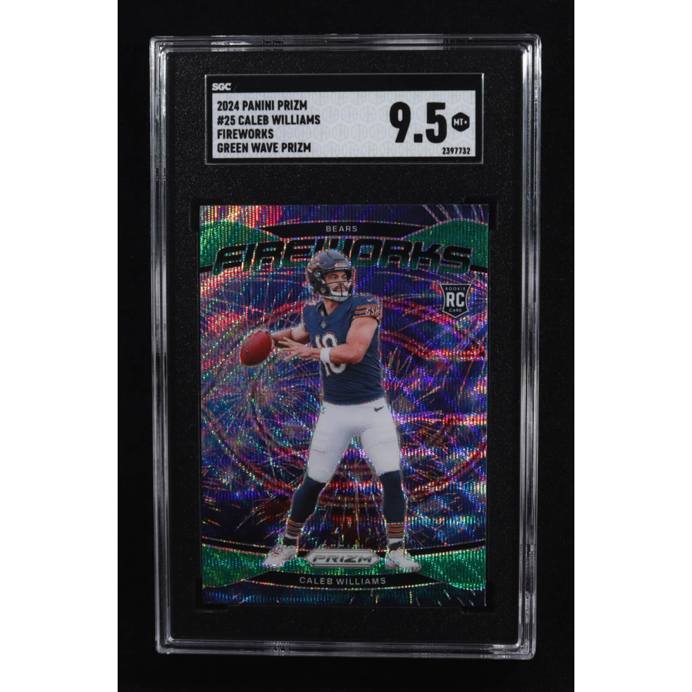 Caleb Williams 2024 Panini Prizm Fireworks Green Wave #25 RC (SGC 9.5) at PristineAuction.com