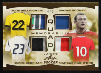 Jude Bellingham/David Beckham/Wayne Rooney/Marcus Rashford 2022 Leaf Ultimate Quad Memorabilia Gold Spectrum #UQM-3 #4/5 at PristineAuction.com