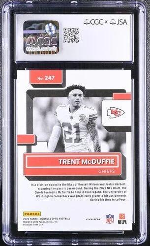 Trent McDuffie Signed 2022 Donruss Optic Holo Variation RR #247 RC (CGC | Auto 10) at PristineAuction.com Trent McDuffie Signed 2022 Donruss Optic Holo Variation RR #247 RC (CGC | Auto 10) at PristineAuction.com