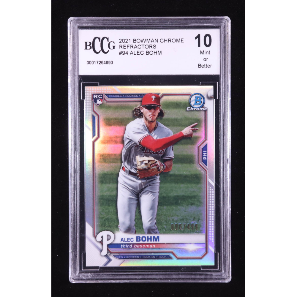 Alec Bohm 2021 Bowman Chrome Refractors #94 RC #90/499 (BCCG 10) at PristineAuction.com