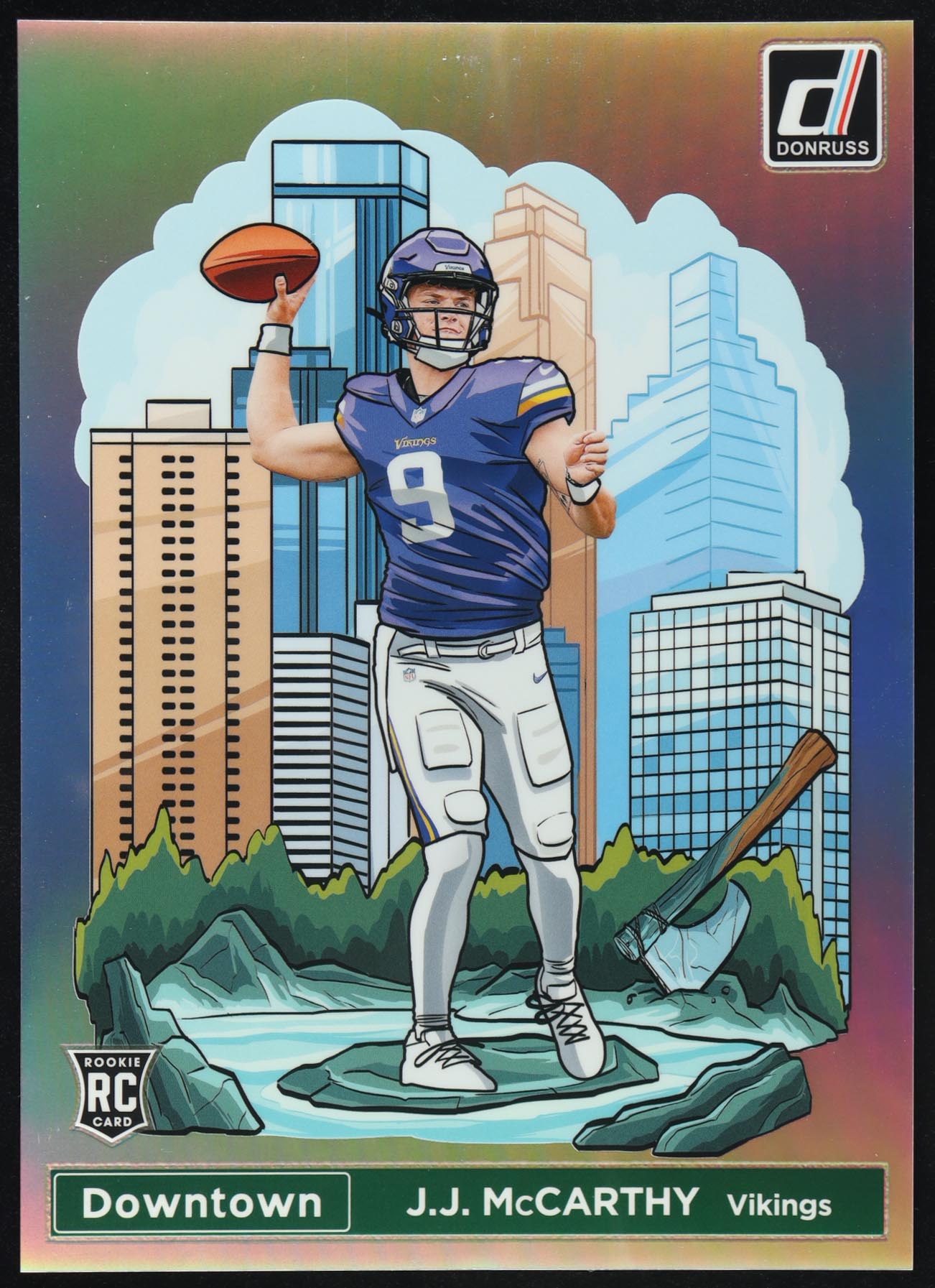 J.J. McCarthy 2024 Panini Donruss Prizm Dowtown #11 RC at PristineAuction.com J.J. McCarthy 2024 Panini Donruss Prizm Dowtown #11 RC at PristineAuction.com