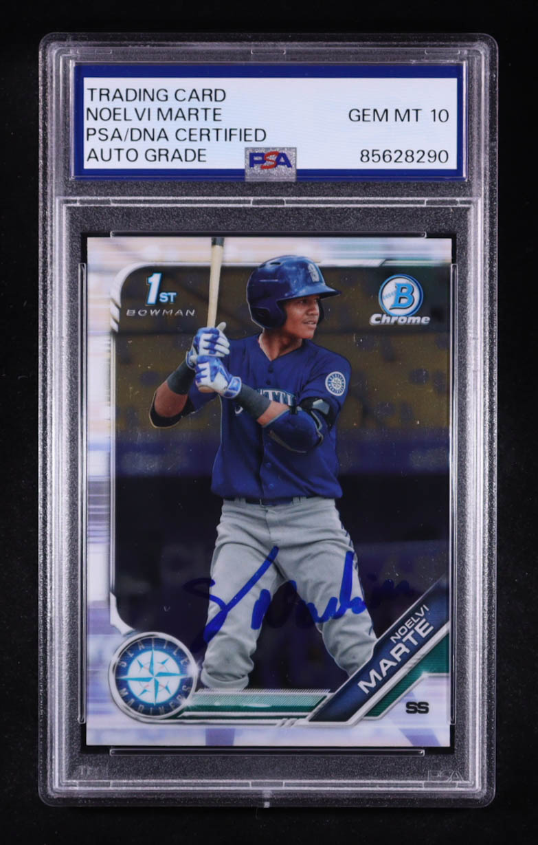 Noelvi Marte Signed 2019 Bowman Chrome Prospects #BCP97 RC (PSA | Auto 10) at PristineAuction.com Noelvi Marte Signed 2019 Bowman Chrome Prospects #BCP97 RC (PSA | Auto 10) at PristineAuction.com