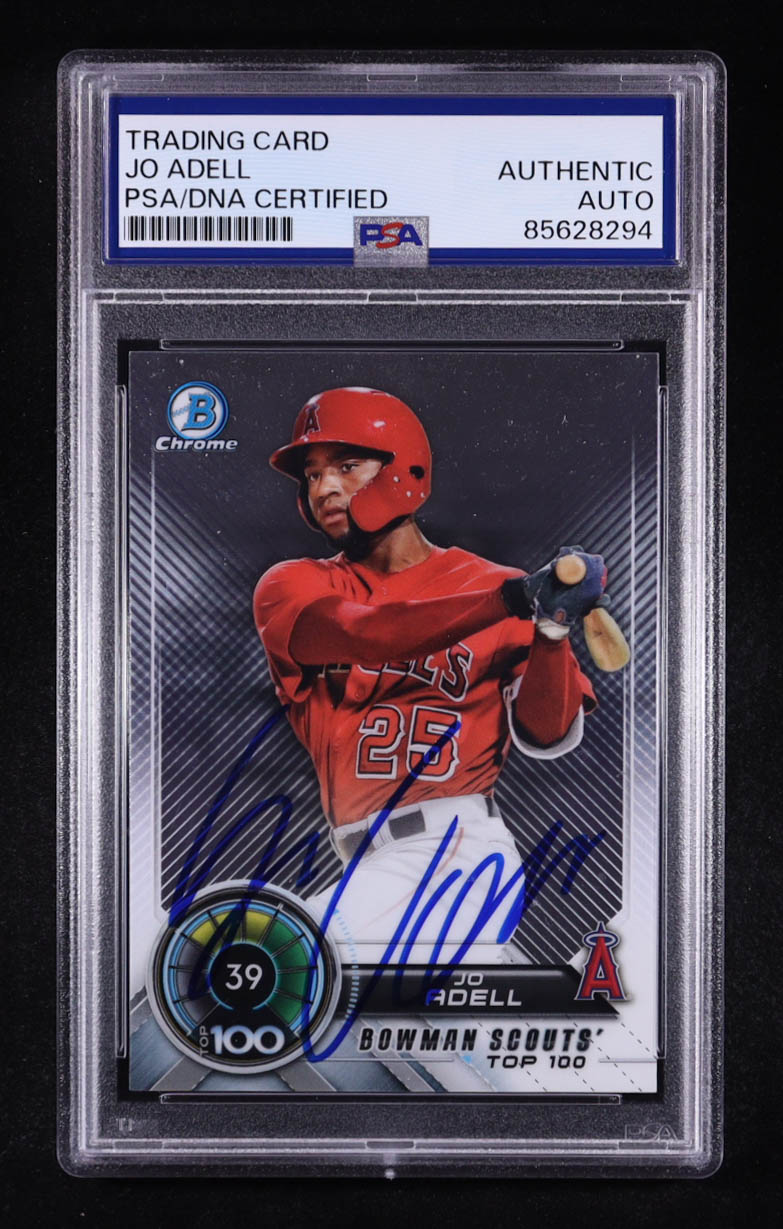 Jo Adell Signed 2018 Bowman Chrome Scouts Top 100 #BTP39 RC (PSA) at PristineAuction.com Jo Adell Signed 2018 Bowman Chrome Scouts Top 100 #BTP39 RC (PSA) at PristineAuction.com