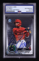 Jo Adell Signed 2018 Bowman Chrome Scouts Top 100 #BTP39 RC (PSA) at PristineAuction.com