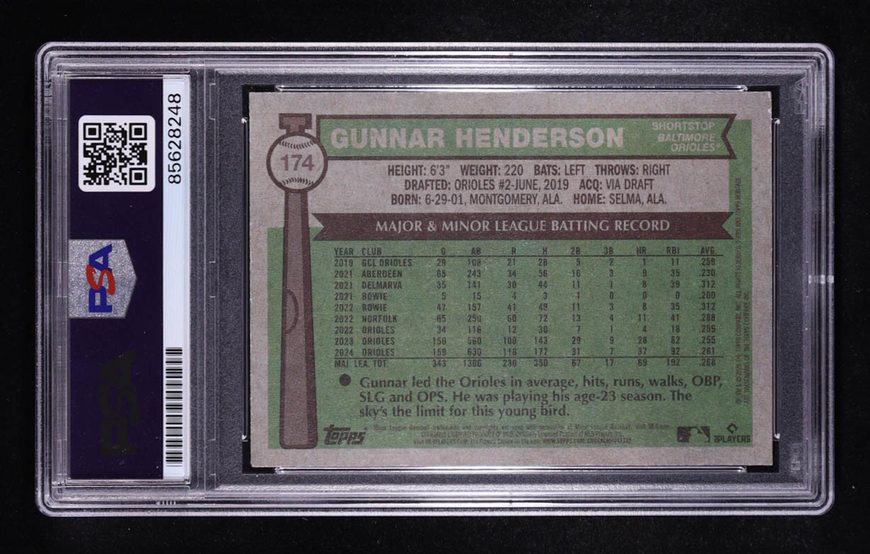 Gunnar Henderson Signed 2025 Topps Heritage #174 (PSA) at PristineAuction.com Gunnar Henderson Signed 2025 Topps Heritage #174 (PSA) at PristineAuction.com