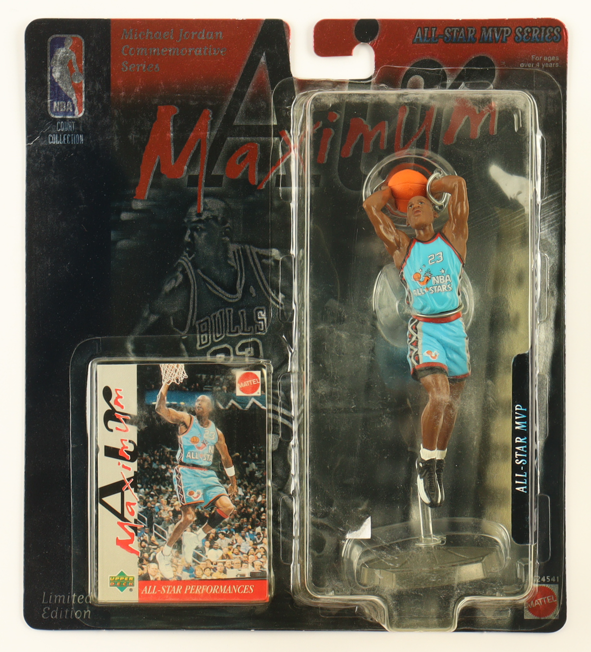 Michael Jordan LE Air Maximum Hoop Highlight Series Action Figure with Sealed Mattel Michael Jordan Upper Deck Card at PristineAuction.com Michael Jordan LE Air Maximum Hoop Highlight Series Action Figure with Sealed Mattel Michael Jordan Upper Deck Card at PristineAuction.com