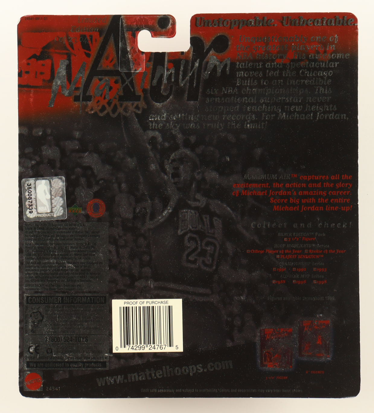 Michael Jordan LE Air Maximum Hoop Highlight Series Action Figure with Sealed Mattel Michael Jordan Upper Deck Card at PristineAuction.com Michael Jordan LE Air Maximum Hoop Highlight Series Action Figure with Sealed Mattel Michael Jordan Upper Deck Card at PristineAuction.com