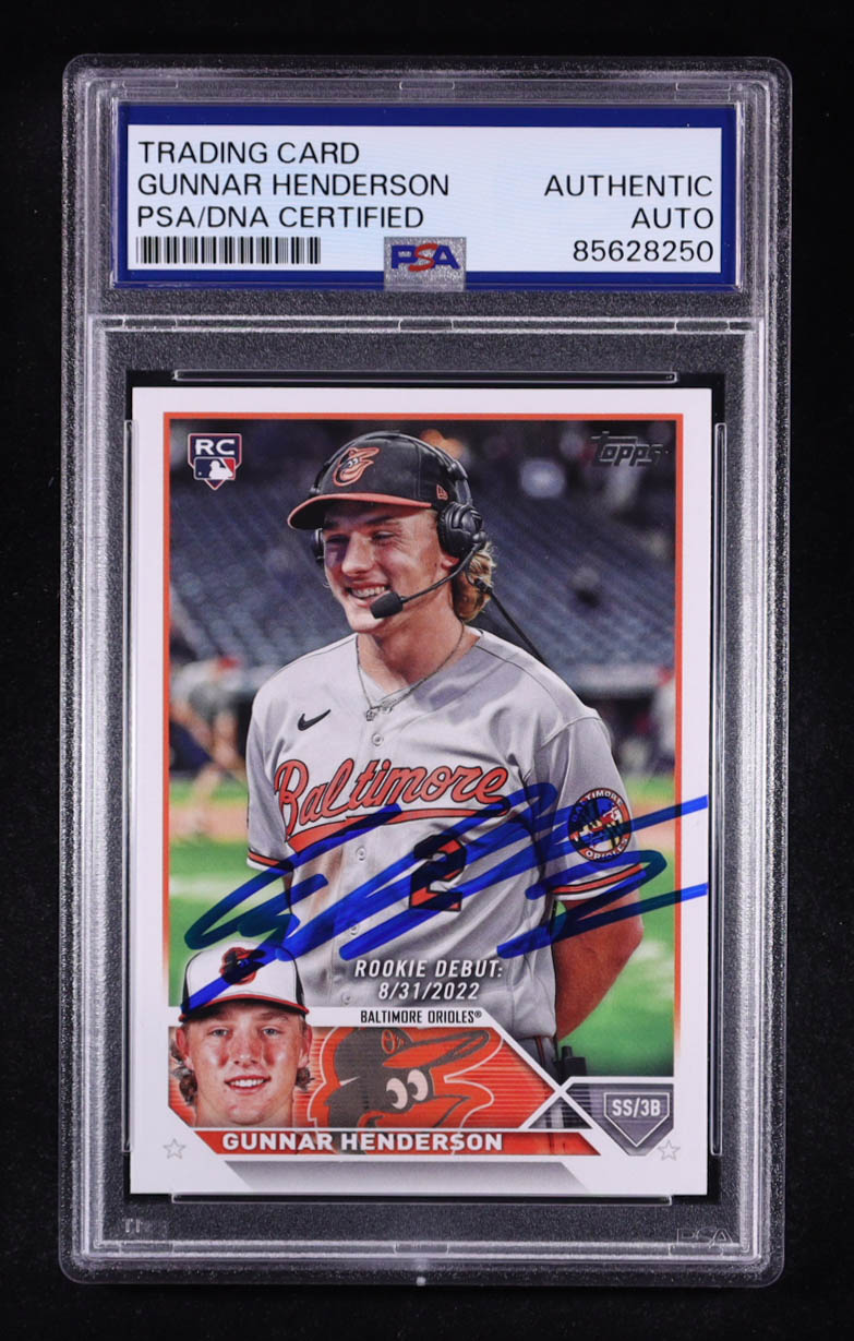 Gunnar Henderson Signed 2023 Topps Update Series #US18 RC (PSA) at PristineAuction.com Gunnar Henderson Signed 2023 Topps Update Series #US18 RC (PSA) at PristineAuction.com