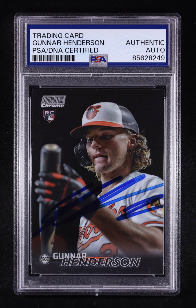 Gunnar Henderson Signed 2023 Stadium Club #19 RC (PSA) at PristineAuction.com Gunnar Henderson Signed 2023 Stadium Club #19 RC (PSA) at PristineAuction.com