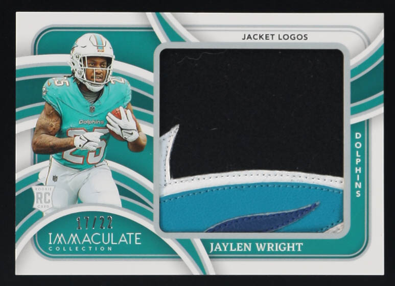 Jaylen Wright 2024 Immaculate Collection Rookie Jacket Logos #18 #17/22 RC at PristineAuction.com Jaylen Wright 2024 Immaculate Collection Rookie Jacket Logos #18 #17/22 RC at PristineAuction.com