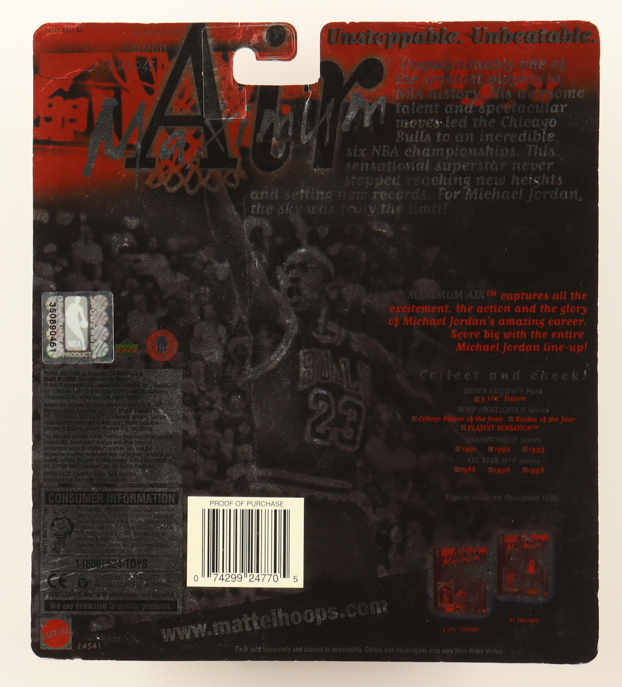 Michael Jordan Bulls LE 1999 Maximum Air Hoops All-Star MVP Series Commemorative Action Figure With Upper Deck Card at PristineAuction.com Michael Jordan Bulls LE 1999 Maximum Air Hoops All-Star MVP Series Commemorative Action Figure With Upper Deck Card at PristineAuction.com