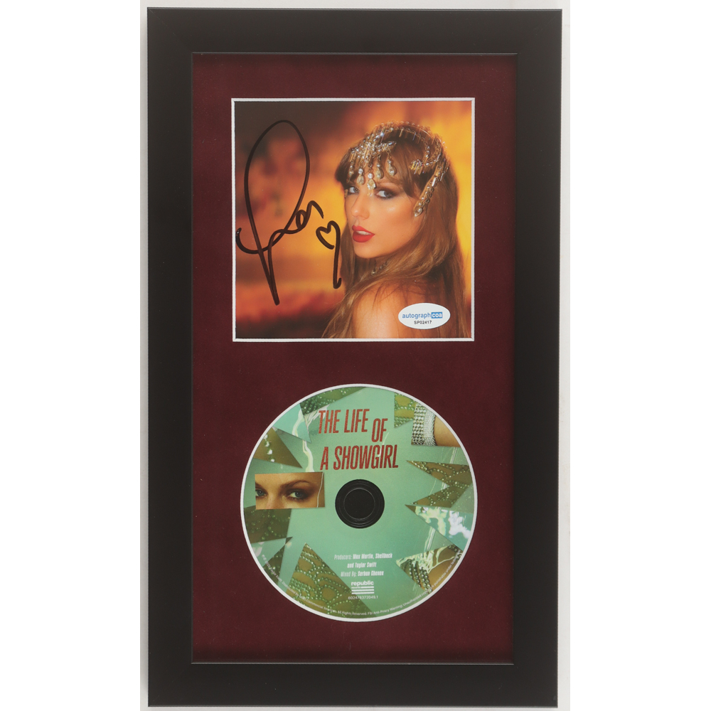 Taylor Swift Signed "The Life of a Showgirl" Custom Framed CD Insert Display (AutographCOA) at PristineAuction.com