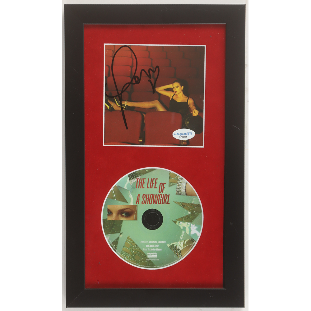 Taylor Swift Signed "The Life of a Showgirl" Custom Framed CD Insert Display (AutographCOA) at PristineAuction.com