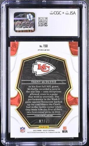Trent McDuffie Signed 2022 Panini Select Red Disco #150 RC (CGC | Auto 10) at PristineAuction.com Trent McDuffie Signed 2022 Panini Select Red Disco #150 RC (CGC | Auto 10) at PristineAuction.com