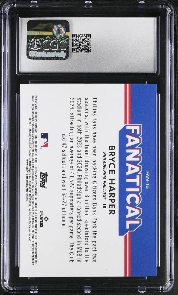 Bryce Harper 2025 Topps Chrome Fanatical #FAN-15 (CGC 10) at PristineAuction.com Bryce Harper 2025 Topps Chrome Fanatical #FAN-15 (CGC 10) at PristineAuction.com