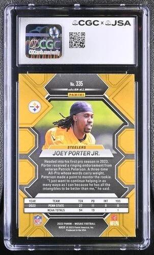 Joey Porter Jr. Signed 2023 Panini Mosaic Green #335 RC (CGC 9) at PristineAuction.com Joey Porter Jr. Signed 2023 Panini Mosaic Green #335 RC (CGC 9) at PristineAuction.com