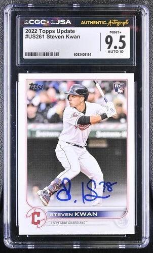 Steven Kwan Signed 2022 Topps Update #US261 RC (CGC 9.5 | Auto 10) at PristineAuction.com Steven Kwan Signed 2022 Topps Update #US261 RC (CGC 9.5 | Auto 10) at PristineAuction.com