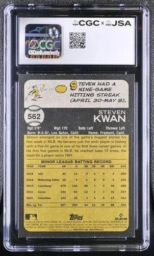 Steven Kwan 2022 Topps Heritage High Number #562 RC (CGC 9 | Auto 10) at PristineAuction.com Steven Kwan 2022 Topps Heritage High Number #562 RC (CGC 9 | Auto 10) at PristineAuction.com