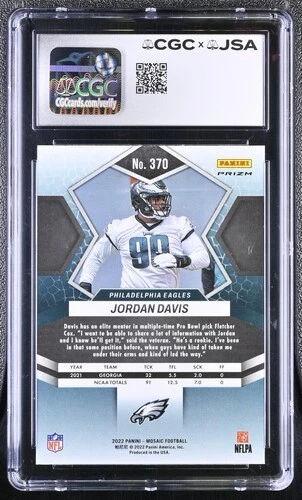 Jordan Davis Signed 2022 Panini Mosaic Mosaic #370 RC (CGC 9.5 | Auto 9) at PristineAuction.com Jordan Davis Signed 2022 Panini Mosaic Mosaic #370 RC (CGC 9.5 | Auto 9) at PristineAuction.com