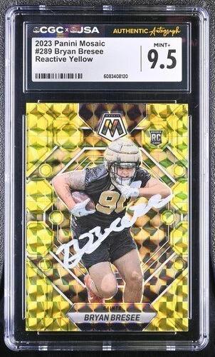 Bryan Bresee Signed 2023 Panini Mosaic Reactive Yellow #289 RC (CGC 9.5) at PristineAuction.com Bryan Bresee Signed 2023 Panini Mosaic Reactive Yellow #289 RC (CGC 9.5) at PristineAuction.com