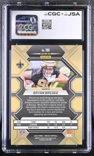 Bryan Bresee Signed 2023 Panini Mosaic Reactive Yellow #289 RC (CGC 9.5) at PristineAuction.com Bryan Bresee Signed 2023 Panini Mosaic Reactive Yellow #289 RC (CGC 9.5) at PristineAuction.com