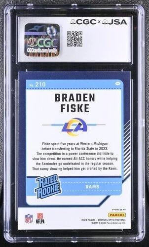 Braden Fiske Signed 2024 Donruss Optic RR Pink #210 RC (CGC 9.5) at PristineAuction.com Braden Fiske Signed 2024 Donruss Optic RR Pink #210 RC (CGC 9.5) at PristineAuction.com