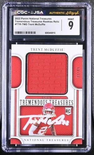 Trent McDuffie 2022 Panini National Treasures Rookie Relics #TTRTD RC #/49 (CGC 9) at PristineAuction.com Trent McDuffie 2022 Panini National Treasures Rookie Relics #TTRTD RC #/49 (CGC 9) at PristineAuction.com