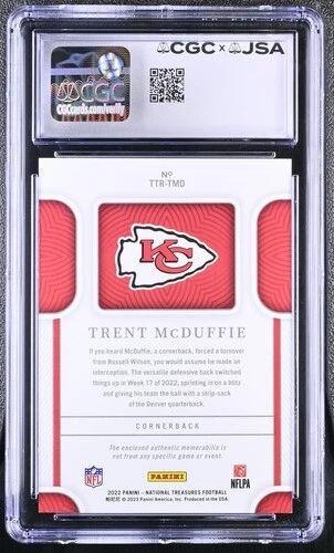 Trent McDuffie 2022 Panini National Treasures Rookie Relics #TTRTD RC #/49 (CGC 9) at PristineAuction.com Trent McDuffie 2022 Panini National Treasures Rookie Relics #TTRTD RC #/49 (CGC 9) at PristineAuction.com