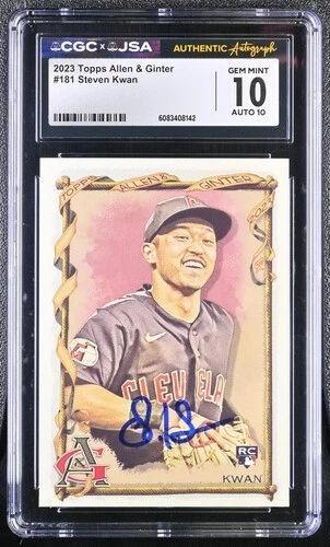 Steven Kwan Signed 2023 Topps Allen & Ginter #181 RC (CGC 10 | Auto 10) at PristineAuction.com Steven Kwan Signed 2023 Topps Allen & Ginter #181 RC (CGC 10 | Auto 10) at PristineAuction.com
