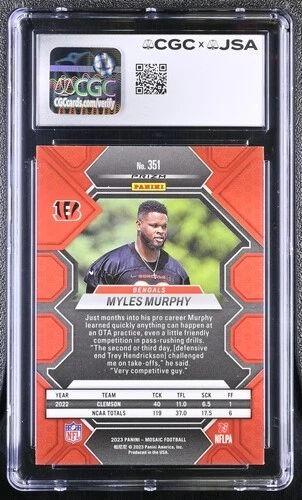 Myles Murphy Signed 2023 Panini Mosaic Green #351 RC (CGC) at PristineAuction.com Myles Murphy Signed 2023 Panini Mosaic Green #351 RC (CGC) at PristineAuction.com