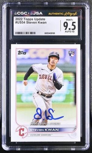 Steven Kwan Signed 2022 Topps Update #US54 RC (CGC 9.5 | Auto 10) at PristineAuction.com Steven Kwan Signed 2022 Topps Update #US54 RC (CGC 9.5 | Auto 10) at PristineAuction.com