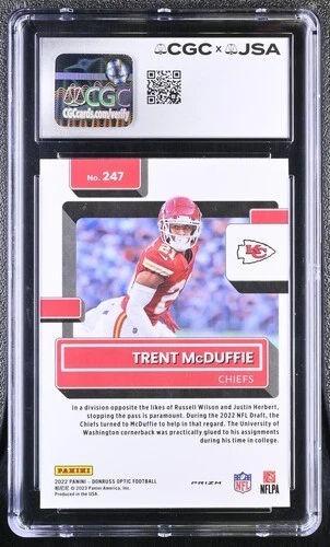 Trent McDuffie Signed 2022 Donruss Optic Pink RR #247 (CGC | Auto 9) at PristineAuction.com Trent McDuffie Signed 2022 Donruss Optic Pink RR #247 (CGC | Auto 9) at PristineAuction.com