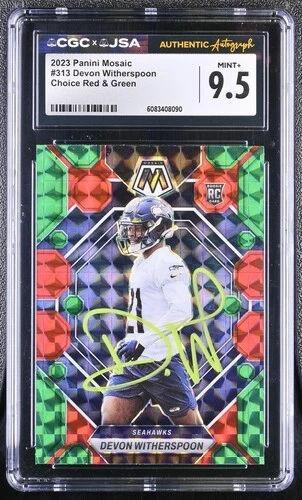 Devon Witherspoon Signed 2023 Panini Mosaic Choice Red & Green #313 (CGC 9.5) at PristineAuction.com Devon Witherspoon Signed 2023 Panini Mosaic Choice Red & Green #313 (CGC 9.5) at PristineAuction.com