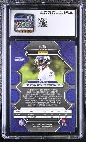 Devon Witherspoon Signed 2023 Panini Mosaic Choice Red & Green #313 (CGC 9.5) at PristineAuction.com Devon Witherspoon Signed 2023 Panini Mosaic Choice Red & Green #313 (CGC 9.5) at PristineAuction.com