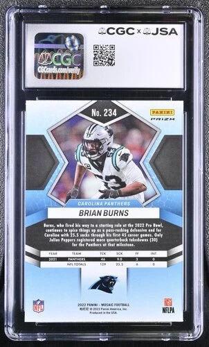 Brian Burns Signed 2022 Panini Mosaic Red Sparkle #234 (CGC 10) at PristineAuction.com Brian Burns Signed 2022 Panini Mosaic Red Sparkle #234 (CGC 10) at PristineAuction.com