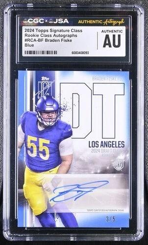 Braden Fiske 2024 Topps Signature Class Rookie Class Autographs Blue #RCABF RC #/5 (CGC) at PristineAuction.com Braden Fiske 2024 Topps Signature Class Rookie Class Autographs Blue #RCABF RC #/5 (CGC) at PristineAuction.com