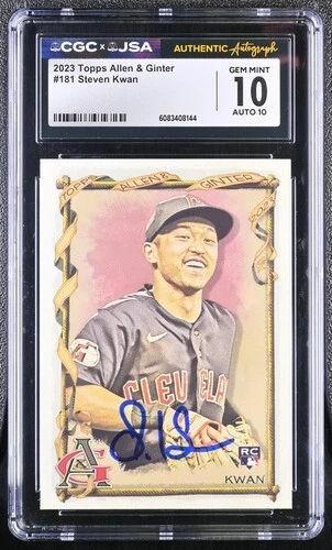 Steven Kwan Signed 2023 Topps Allen & Ginter #181 (CGC 10 | Auto 10) at PristineAuction.com Steven Kwan Signed 2023 Topps Allen & Ginter #181 (CGC 10 | Auto 10) at PristineAuction.com