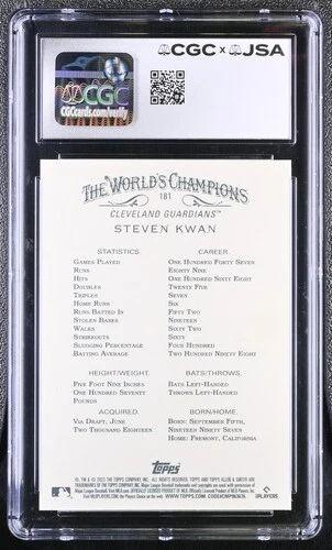 Steven Kwan Signed 2023 Topps Allen & Ginter #181 (CGC 10 | Auto 10) at PristineAuction.com Steven Kwan Signed 2023 Topps Allen & Ginter #181 (CGC 10 | Auto 10) at PristineAuction.com