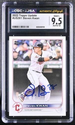 Steven Kwan Signed 2022 Topps Update #US261 RC (CGC 9.5 | Auto 10) at PristineAuction.com Steven Kwan Signed 2022 Topps Update #US261 RC (CGC 9.5 | Auto 10) at PristineAuction.com