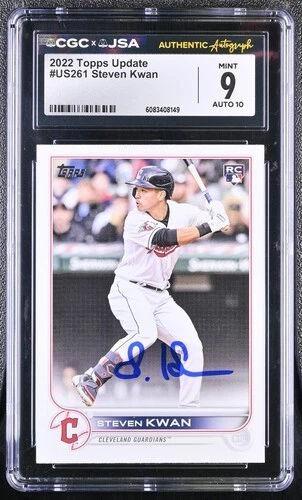 Steven Kwan Signed 2022 Topps Update #US261 RC (CGC 9 | Auto 10) at PristineAuction.com Steven Kwan Signed 2022 Topps Update #US261 RC (CGC 9 | Auto 10) at PristineAuction.com