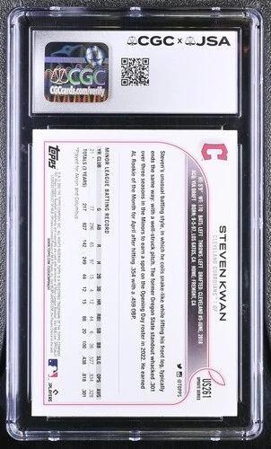 Steven Kwan Signed 2022 Topps Update #US261 RC (CGC 9 | Auto 10) at PristineAuction.com Steven Kwan Signed 2022 Topps Update #US261 RC (CGC 9 | Auto 10) at PristineAuction.com