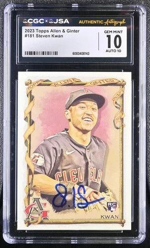 Steven Kwan Signed 2023 Topps Allen & Ginter #181 RC (CGC | Auto 10) at PristineAuction.com Steven Kwan Signed 2023 Topps Allen & Ginter #181 RC (CGC | Auto 10) at PristineAuction.com