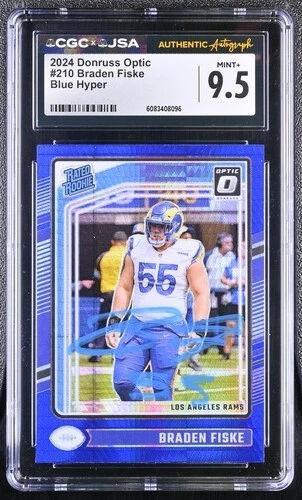 Braden Fiske Signed 2024 Panini Donruss Optic RR Blue Hyper Prizm #210 (CGC 9.5) at PristineAuction.com Braden Fiske Signed 2024 Panini Donruss Optic RR Blue Hyper Prizm #210 (CGC 9.5) at PristineAuction.com